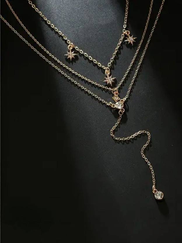 Dressberry Three Layered Star Studs Pendant Necklace Gold-plated Plated Alloy Necklace