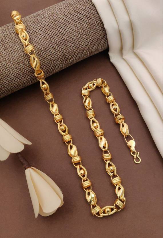 BEGANIDA 1 gram Stylish Heavy Golden Neck Men Chain “20” Inches Gold-plated Chain Gold-plated Plated Copper Necklace
