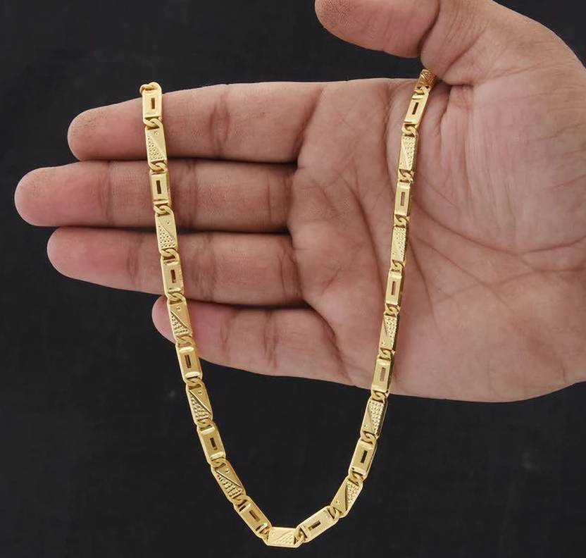 BHASHIMI 1 gram High Quality Indian Polished “20” Inches Gold Chain for Men and boy Gold-plated Plated Alloy Chain