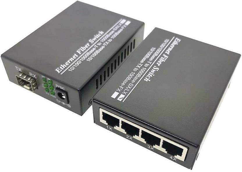 Port Computing Rj45 RAMEX 4 RJ45 Fiber Optic Media Converter Gigabit- 1*SFP 4*RJ45 Ports (1 ...