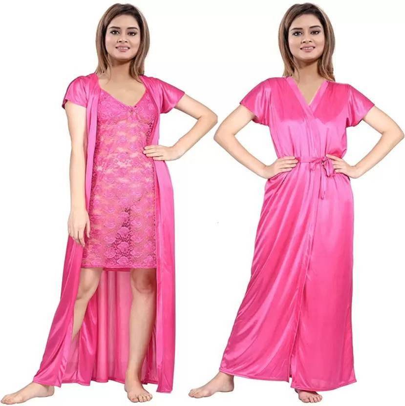 BOMBASED Women Nighty with Robe