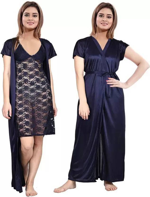 BOMBASED Women Nighty with Robe