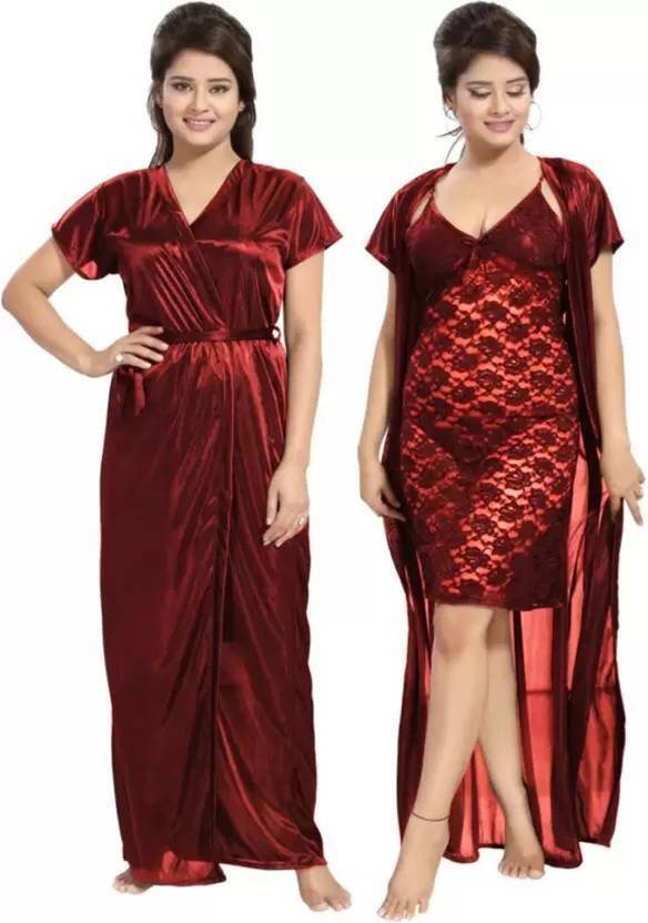 BOMBASED Women Nighty with Robe