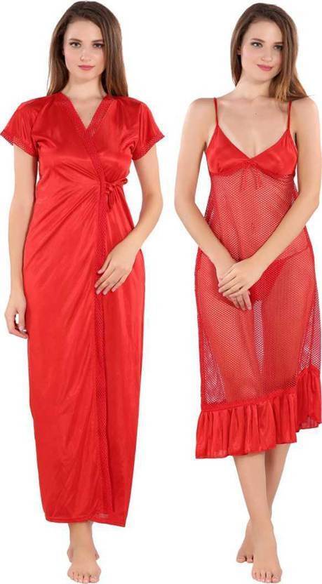 BOMBASED Women Nighty with Robe