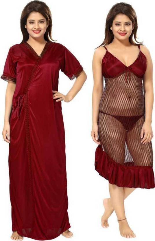 BOMBASED Women Nighty with Robe