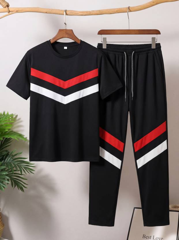 BRUSEANT Men Striped Multicolor Night Suit Set