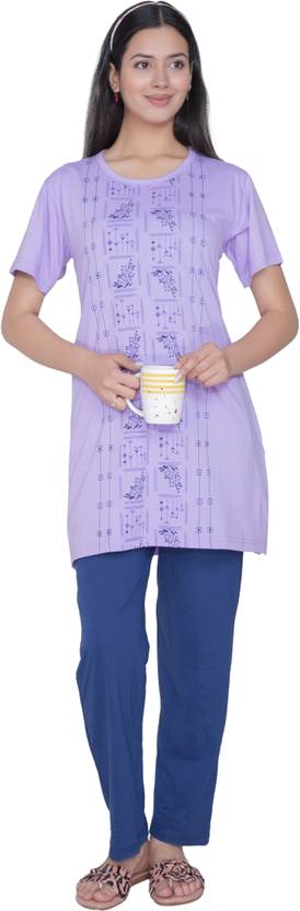 AWIBE Women Top & Pyjama Set Multicolor Printed