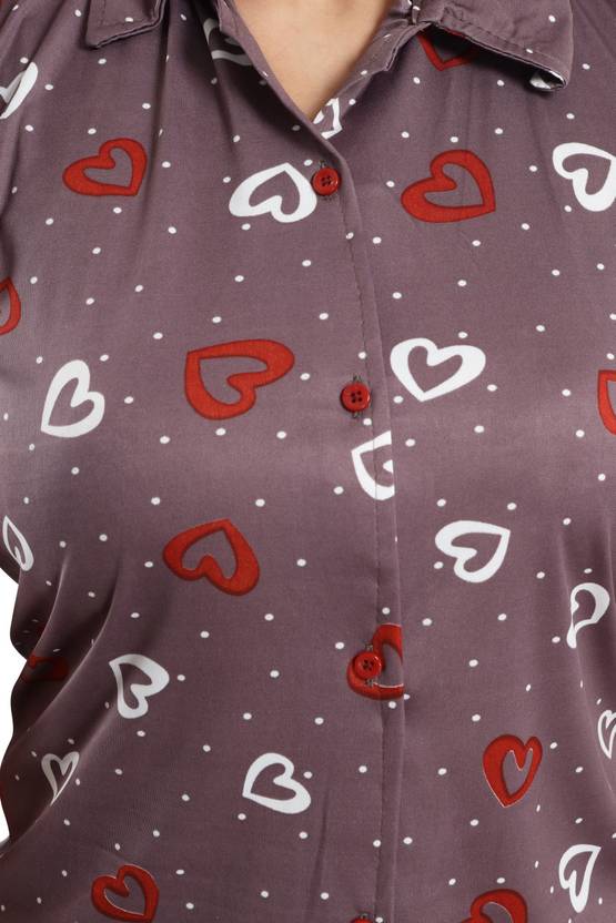 Women Shirt & Pyjama set Multicolor, Blue Printed