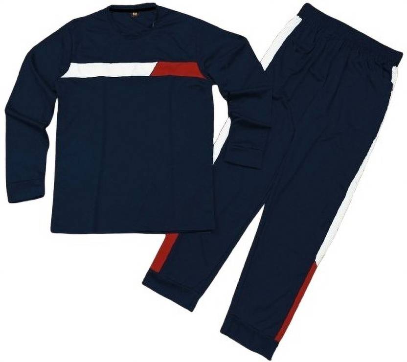 BALUDAENTEPRISE Men Striped, Colorblock Blue Top & Pyjama Set
