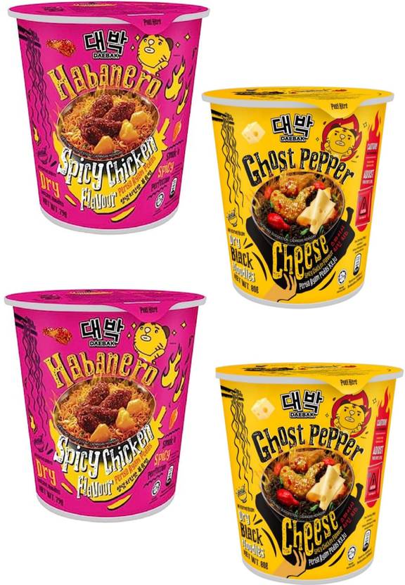 Daebak Habanero Spicy Chicken & Cheese Flavour Cup 79 gm (Pack of 4