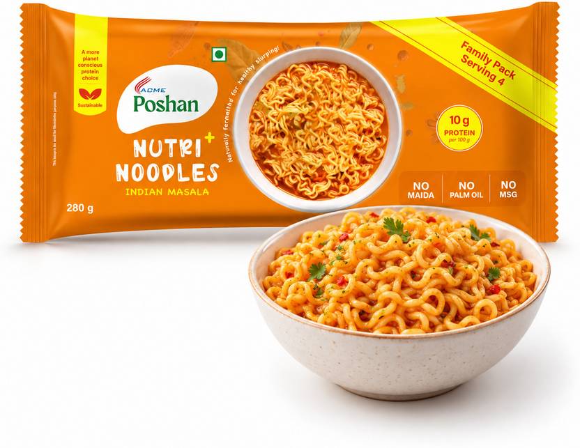 Acme Poshan Nutri+ Noodles Indian Masala Pack of 4, 280gms Instant Noodles