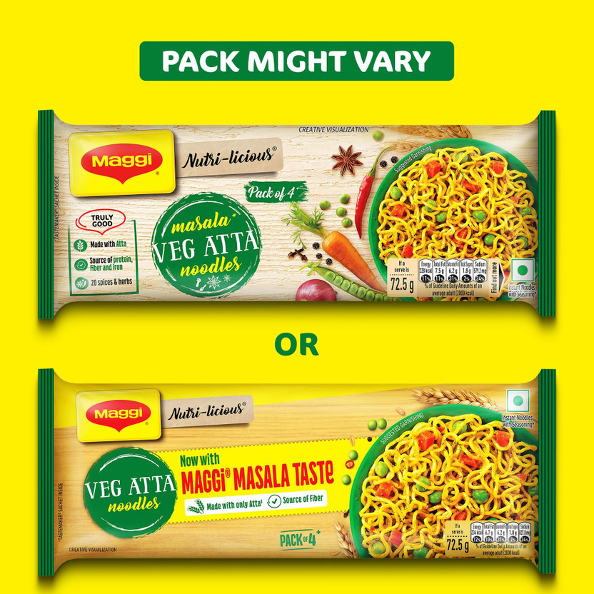 Maggi Pack of 1 Healthy Masala Veg Atta Noodles Made Instant