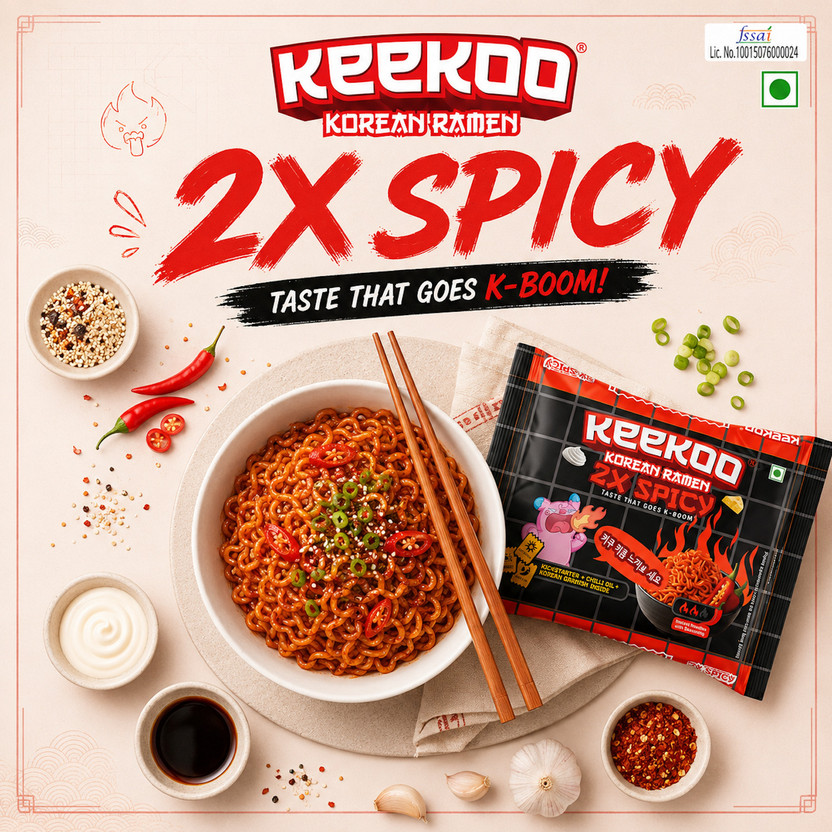 keekoo Hot Korean Ramen 2X Spicy Flavoured Instant Noodles