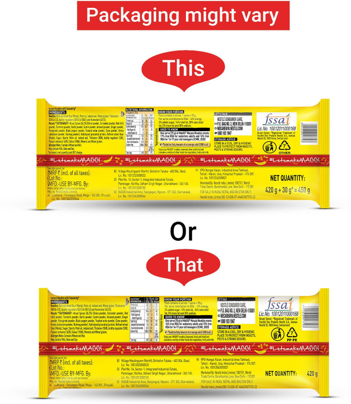 Maggi Pack of 1 Instant Masala Noodles with Smooth Texture and