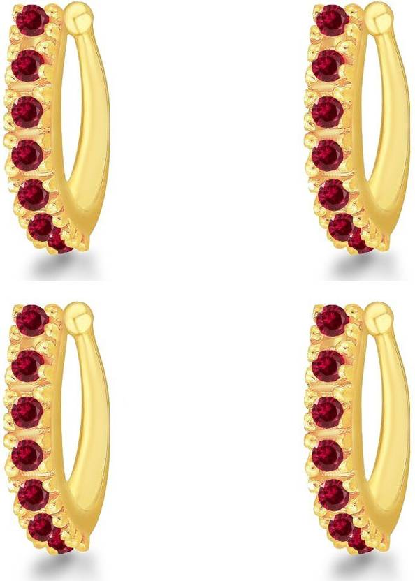 Miami Cubic Zirconia, Diamond Platinum, Gold-plated Plated Stone, Brass, Copper Nose Ring Set