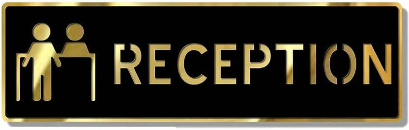 Berrybox Premium Black Gold Finish Acrylic Reception Desk Door Sign Emergency Sign