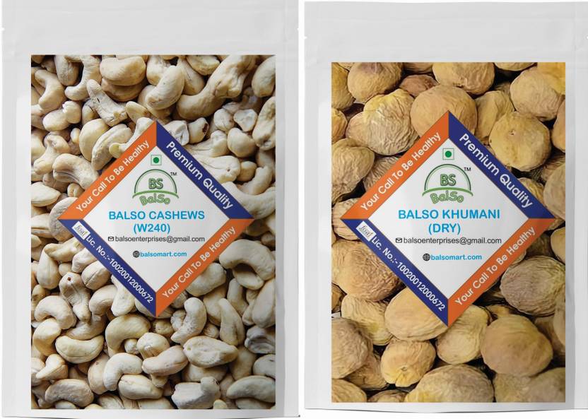 BalSo Dried Apricots (750g) Cashews (750g) (Khumani) (Kaju) DryFruits Pack Of 2 Apricots