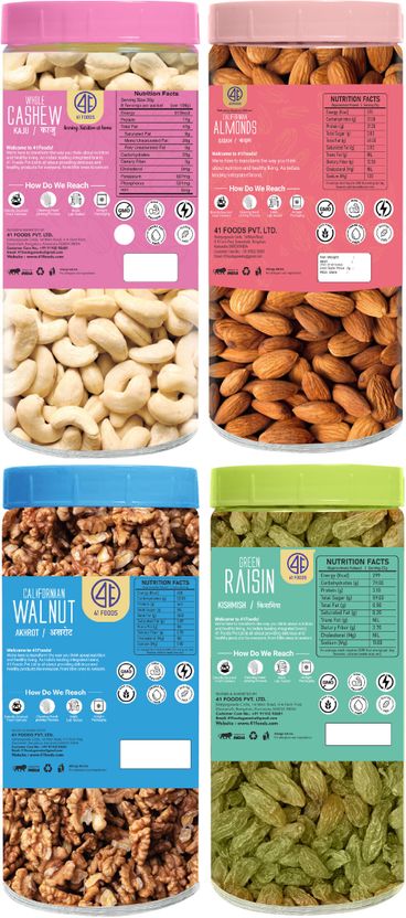 41 foods Combo Pack of Raisins, Walnuts, Almonds, Cashews - Image 2