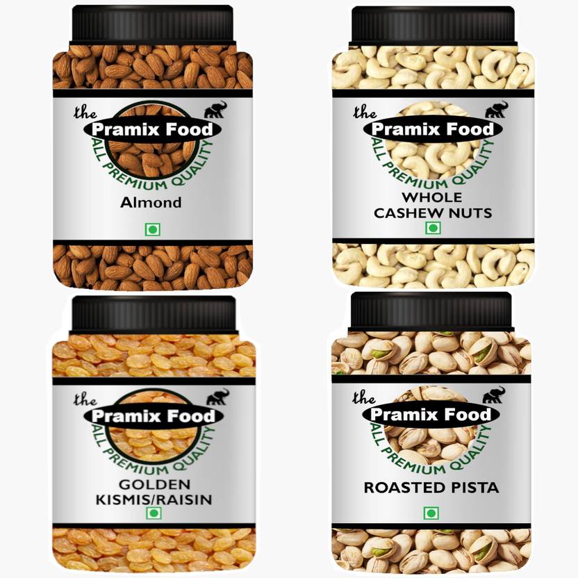 Pramix Dry Fruits Combo Pack Of Almond, Cashew, Golden Raisins, Pistachios 400g Almonds