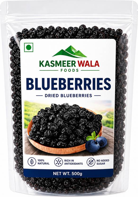 Kasmeer wala Dried Blueberries | Natural Antioxidant Rich Healthy Snack | No Added Sugar Blueberry