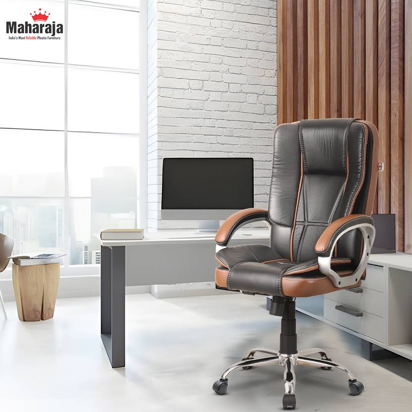 MAHARAJA Revolving Chairs, Chair for Office Work at Home | Boss Chair with Cushioned Seat Leatherette Office Executive Chair