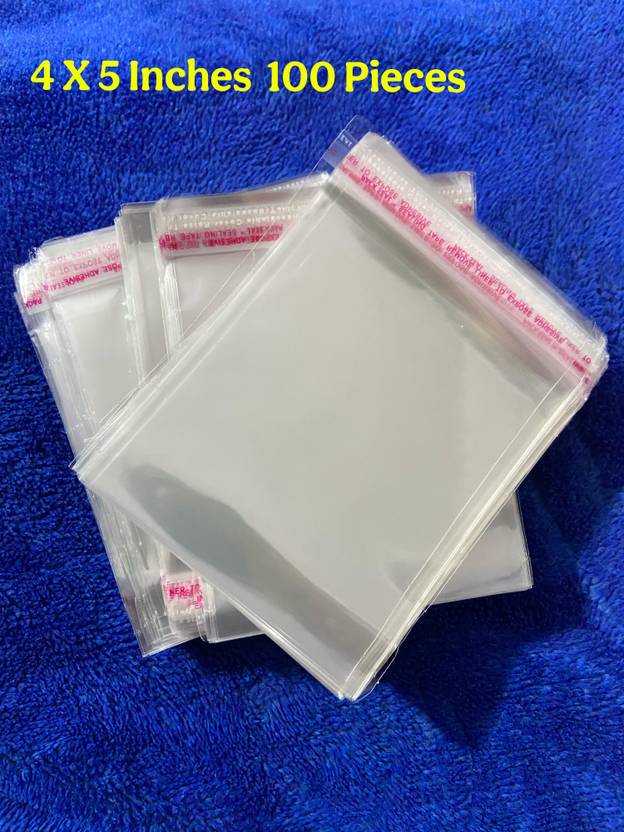 MAXFEAT 4x5 Inch Transparent BOPP Bags Pack of 100 Self Adhesive Pouches Security Bag