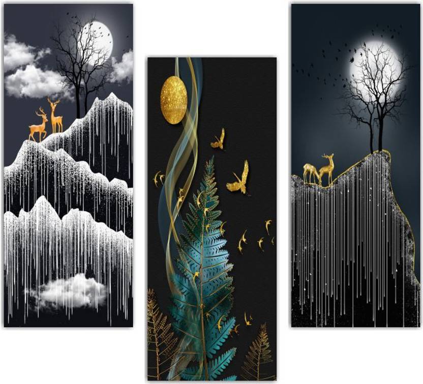 ArtMantra Set Of 3 Beautiful Modern Art Wall Paintings For Wall Décor Digital Reprint 15 inch x 18 inch Painting