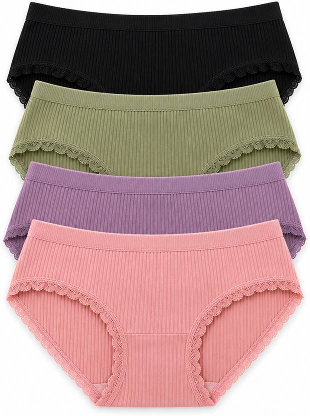 PINKLIVA Pack of 4 Women Hipster Multicolor Panty