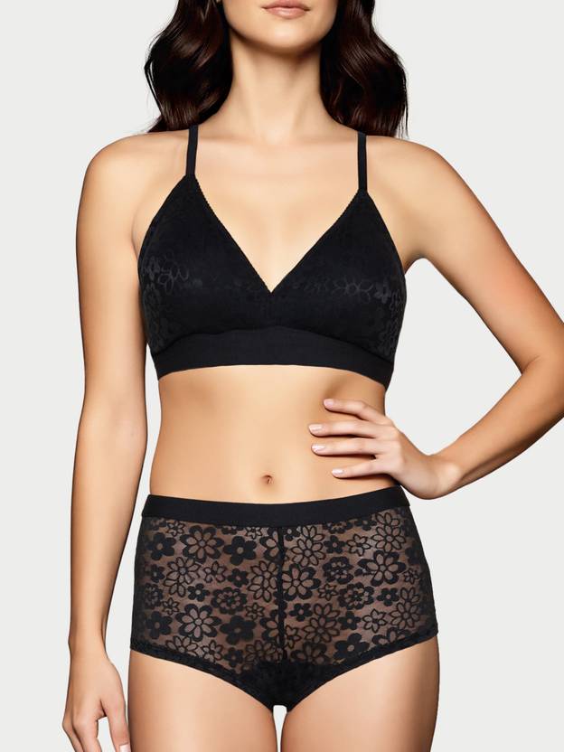 Enamor Lace Boyshort, High-waist with full rear coverage � SMP04 Women Boy Short Black Panty