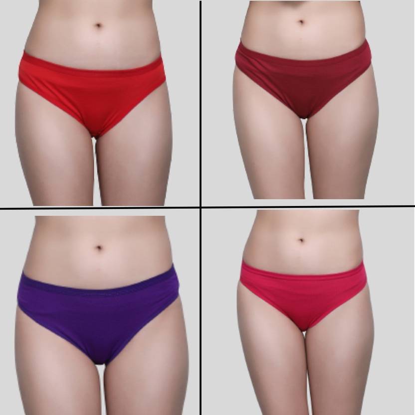 Louis Craft Pack of 4 Women Hipster Blue, Red, Pink, Maroon Panty