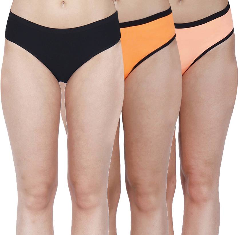 Curves & Couture Women Bikini Black, Orange, Pink Panty