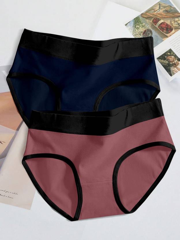 BRANKLY Pack of 2 Women Hipster Blue, Maroon Panty