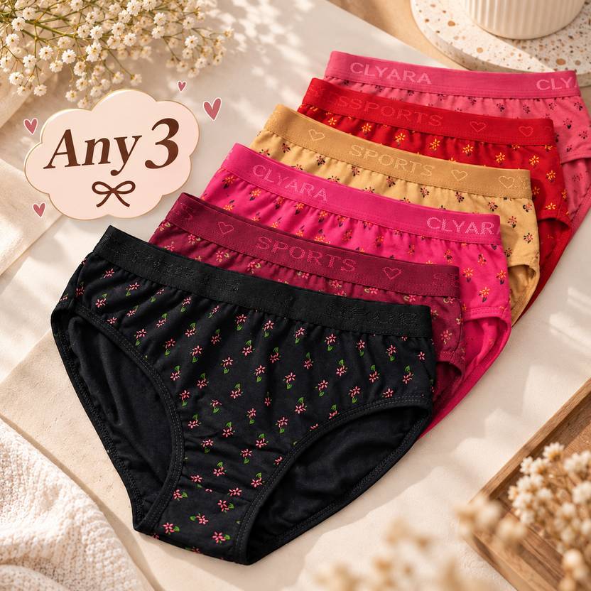 clora attire Pack of 3 Women Bikini Multicolor Panty