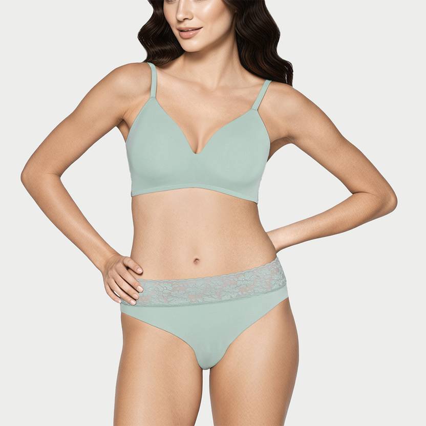 Enamor Drip Trim Lace Bikini for Women Low Waist, Lace at Waist - SMP03 Women Bikini Green Panty