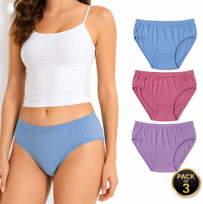 WearDict Pack of 3 Women Hipster Multicolor Panty