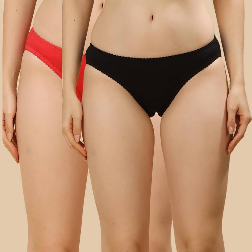 Louis Bayrad Pack of 2 Women Bikini Black, Red Panty