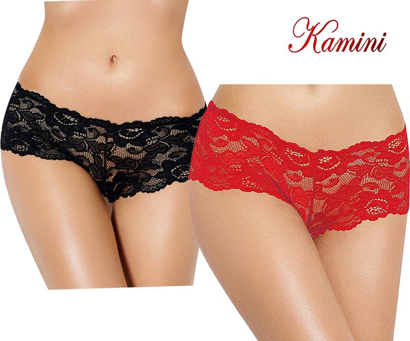 Kamini Pack of 2 Women Hipster Black, Red Panty