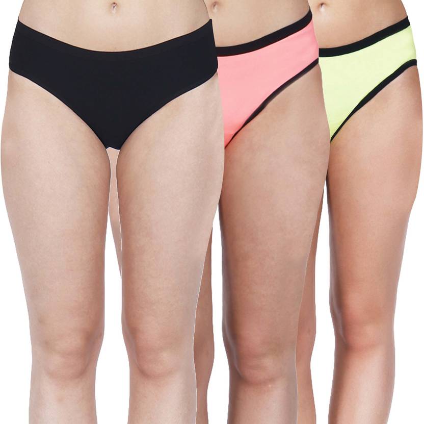 Curves & Couture Women Bikini Black, Pink, Green Panty