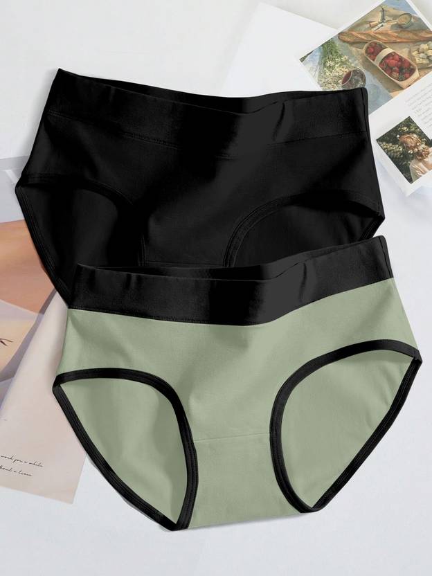 BRANKLY Pack of 2 Women Hipster Black, Light Green Panty