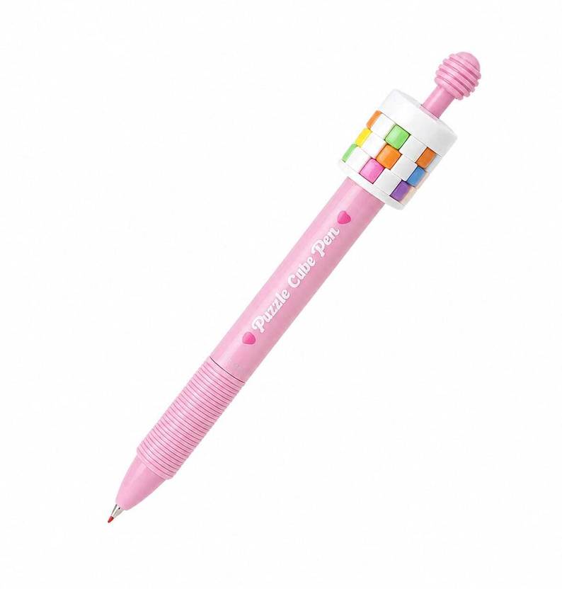 Giggles World Macaron Cube Stress Relief Gel Pen Rotating Ballpoint Pen 0.5mm Fine Tip for Kid Stationery Set