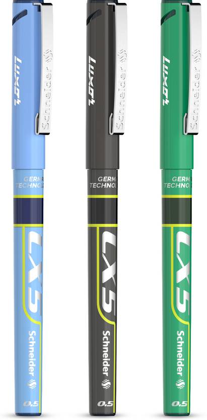 LUXOR Schneider LX5 Technoroller| 0.5 mm tip| German Technology| 100% Liquid Ink Roller Ball Pen