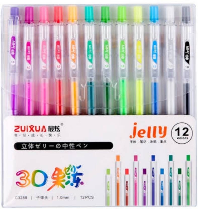 Levin 12Pack 3D Gel pen Glossy Jolly Ink Pen Set, Nataliey Highlighters