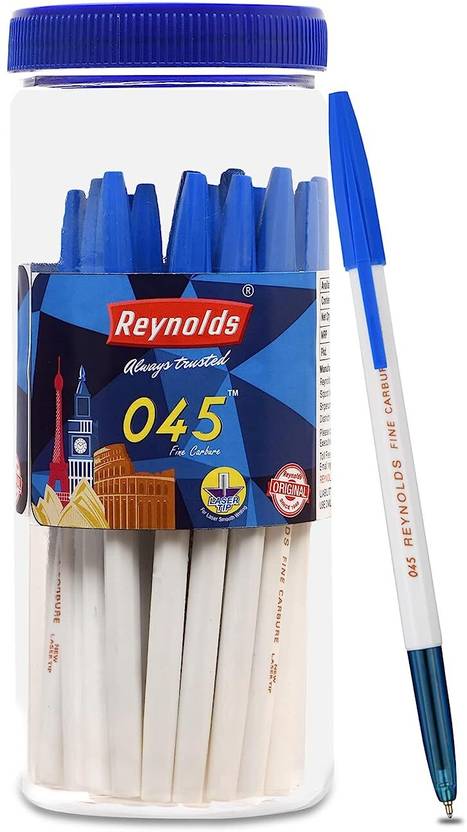 Penna A Sfera Reynolds 045 - 50 Pezzi Per Confezione, Punta 0,8 Mm, Linea Liscia E Nitida, Blu, Spedizione Dall'India - 3