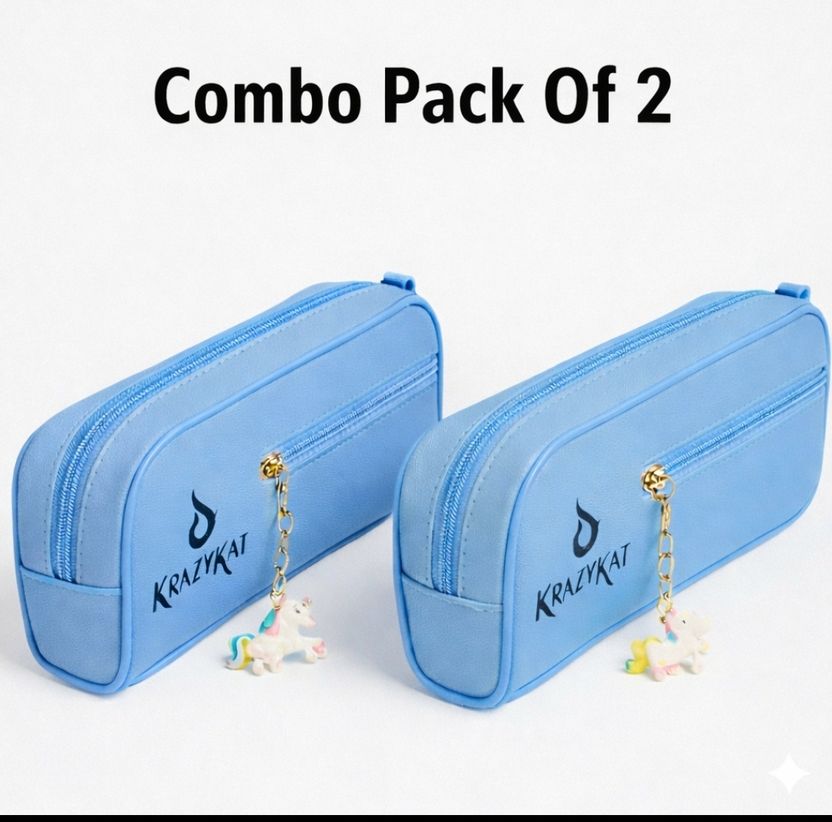 Asmaracreation 2 Pack Blue Pencil Cases for Kids Pack of 02 - Image 3