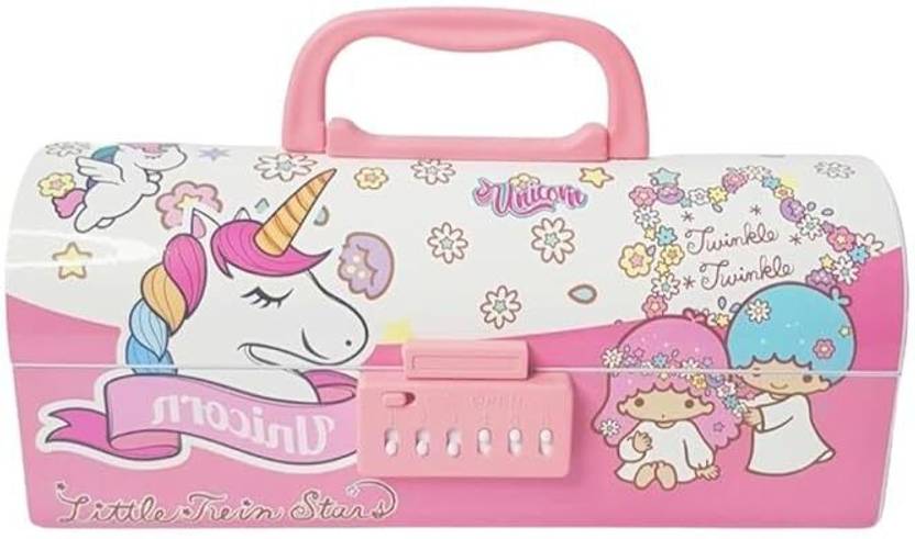 FUSION FLY Suitcase Style Password Lock Pencil Case Cartoon Art Plastic Pencil Box