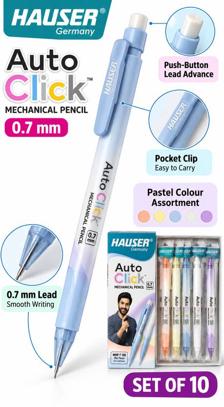 HAUSER AUTO CLICK 0.7mm MECHANICAL PENCIL | SET OF 10 | Pencil