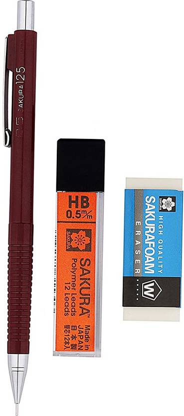 sakura point mechanical pencil starter set lead refill eraser 0 5mm hb