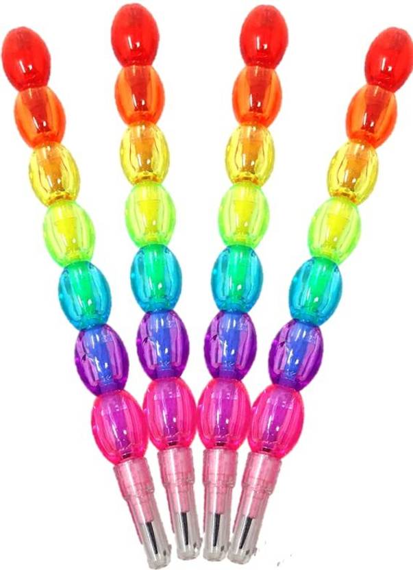 AncientKart Stack Pencil Beads Multicolor Designed Set of 4 Pencil