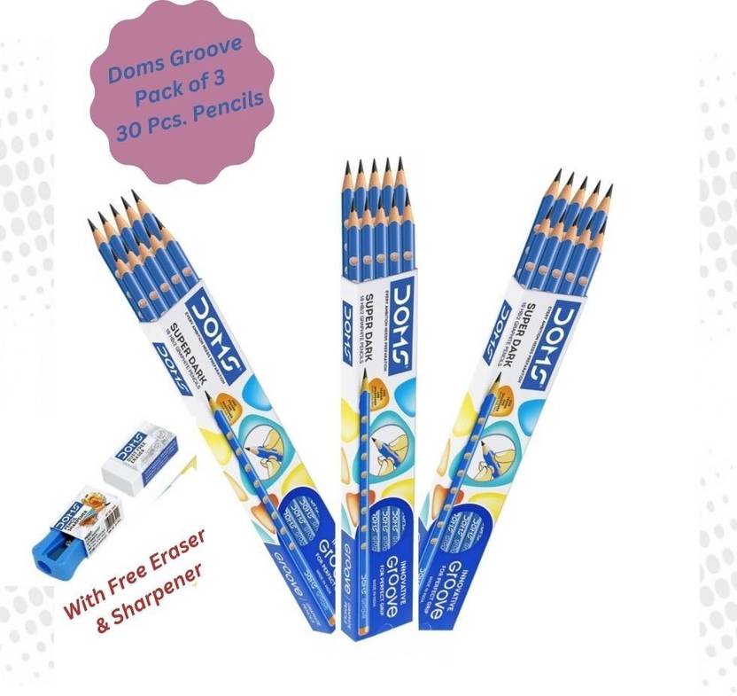DOMS Groove Super Dark HB/2 Graphite Pencils With Free