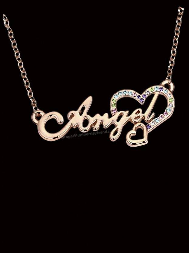Vientiq Elegant Angel Pendant in Rose Gold Plating For Girls Sterling Silver Alloy Pendant Set